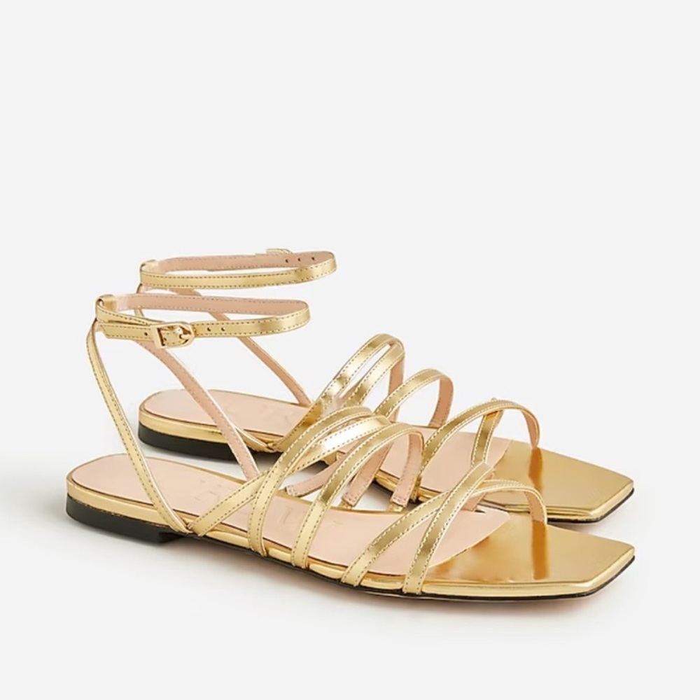 J Crew New Capri strappy sandals in metallic leather CA028- Size 6.5